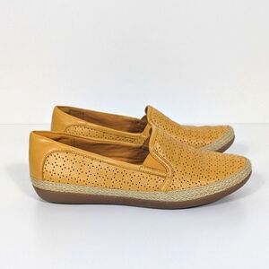 Clarks Yellow Leather Espadrille Loafers Women's 6